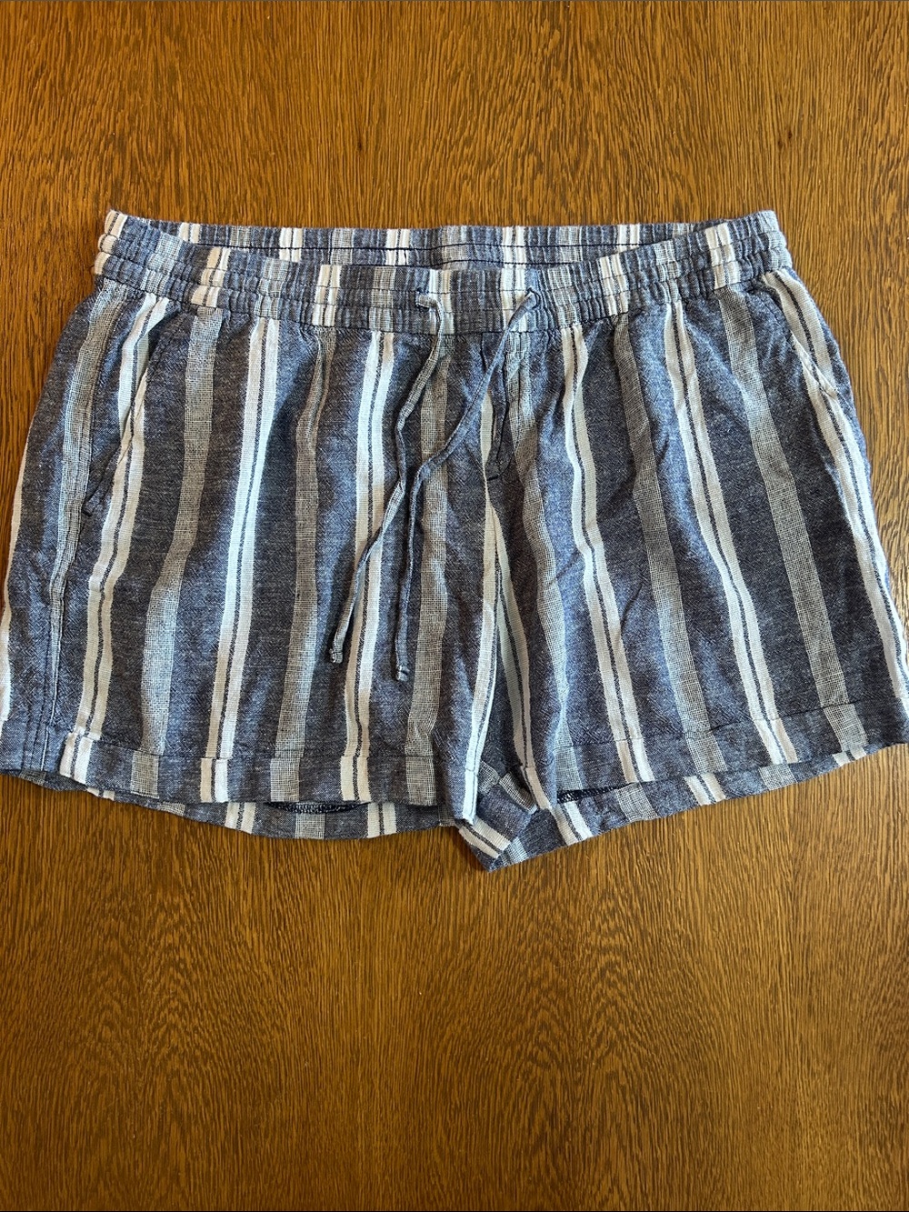 Women’s  Navy and White Striped Casual Drawstring Shorts